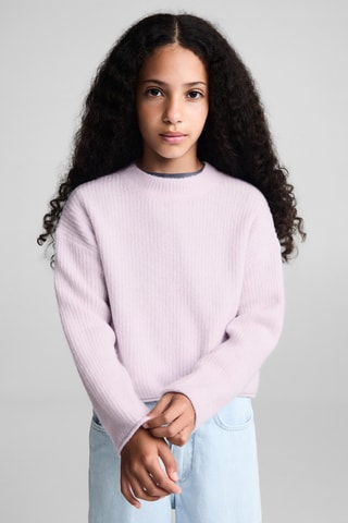 Pull-over maille côtelée - Rose clair