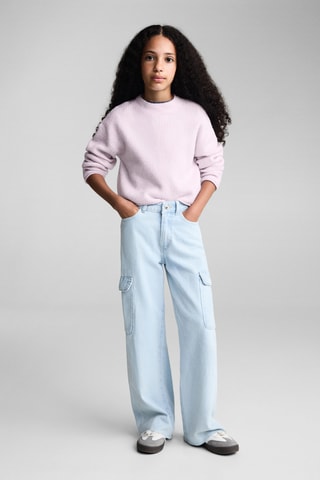 Pull-over maille côtelée - Rose clair