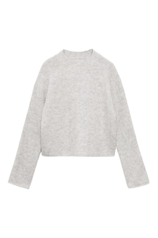Pull-over maille côtelée - Gris clair