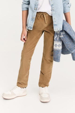 Pantalon velours côtelé taille élastique - Sable