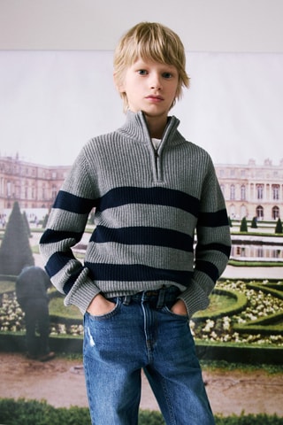 Pull-over col fermeture Éclair - Gris