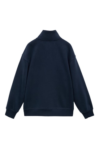 Sweat-shirt col montant boutonné - Bleu marine