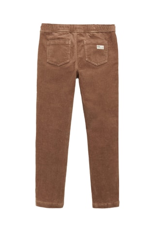 Pantalon velours côtelé taille élastique - Marron