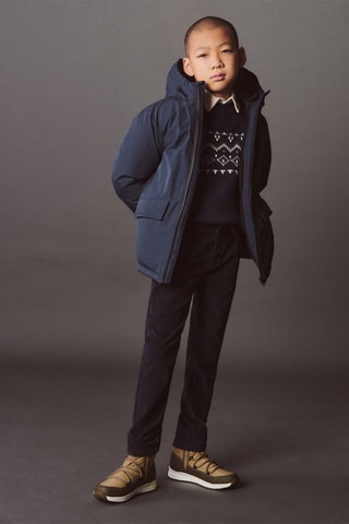 Pantalon droit velours côtelé - Bleu marine
