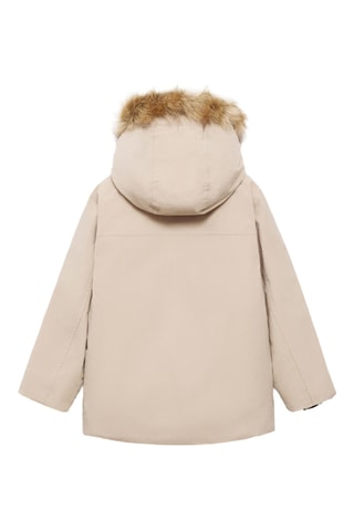 Anorak matelassé capuche fausse fourrure - Marron