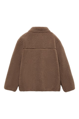 Blouson en cuir et imitation mouton - Marron