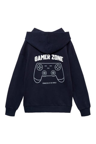 Sweat-shirt imprimé capuche - Bleu marine