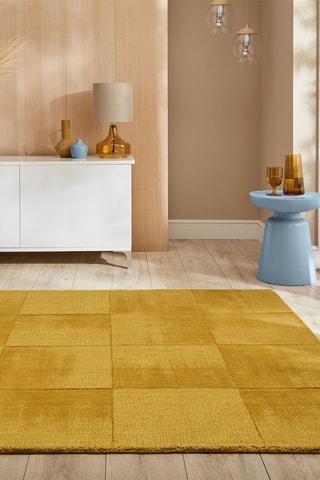 Tapete em lã Demi Check Ombre - Amarelo