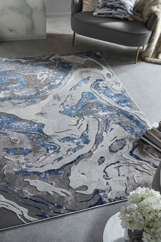 Tapete Marbled Cinzento e azul-marinho