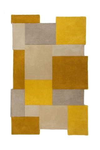 Tapete Collage em lã Amarelo e cinzento - 60 x 230 cm