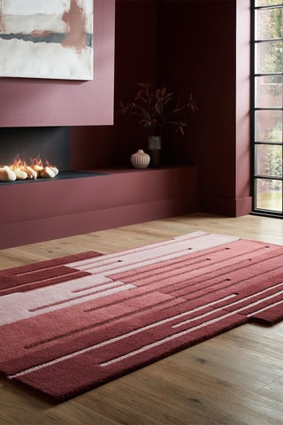 Tapete em lã Split Ombre Shaped - Bordô e rosa