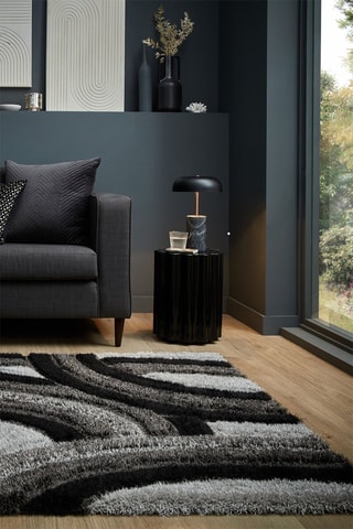 Tapete Velvet Carved Cinzento e preto