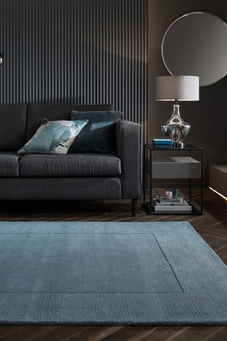 Tapete Textured Wool Border - Azul