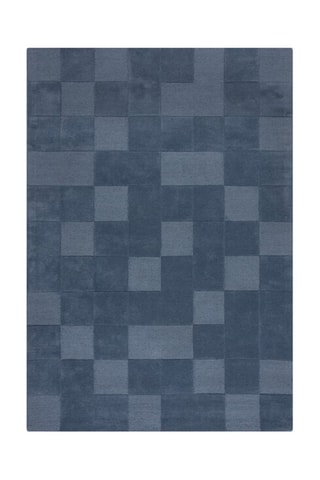 Tapete em lã Checkerboard - Azul-acinzentado