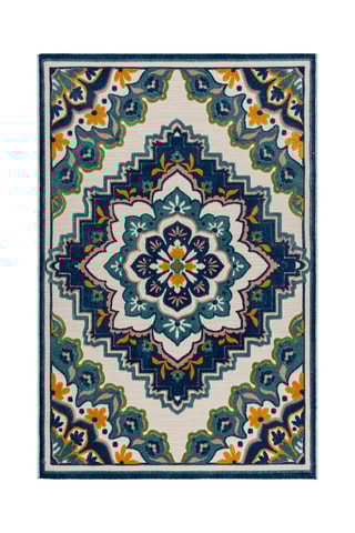 Tapete Beach floral Azul e amarelo