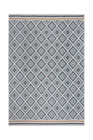 Tapete Zia Trellis Outdoor - Azul e amarelo