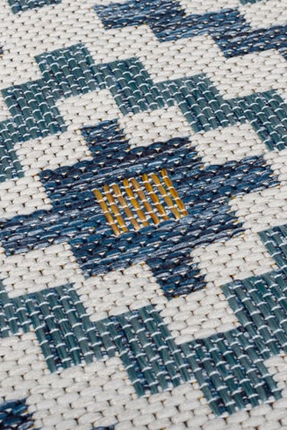 Tapete Zia Trellis Outdoor - Azul e amarelo