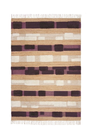 Tapete em lã Medina Blocks - Natural e violeta
