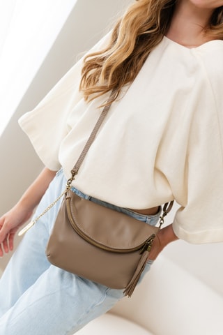 Leren Schoudertas Alice - Taupe