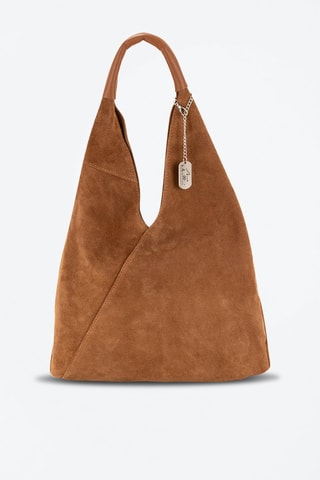 Nubuck Shopper Eleonora - Zilverkleurig en bruin