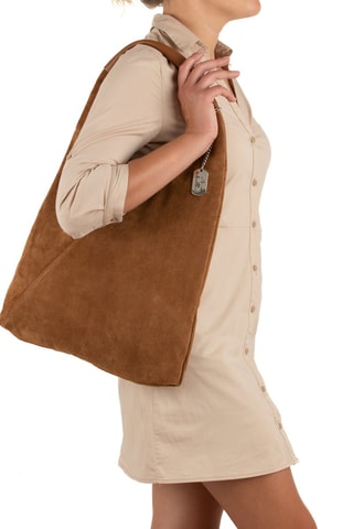 Nubuck Shopper Eleonora - Zilverkleurig en bruin