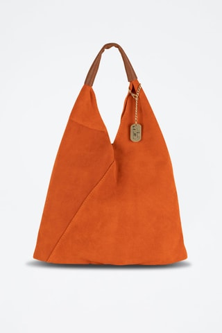 Nubuck Shopper Eleonora - Zilverkleurig, bruin en oranje