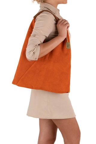Nubuck Shopper Eleonora - Zilverkleurig, bruin en oranje