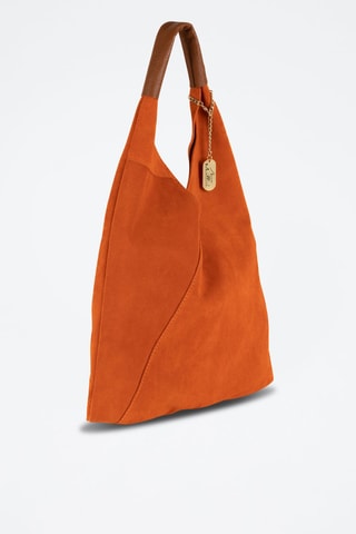 Nubuck Shopper Eleonora - Zilverkleurig, bruin en oranje