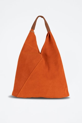 Nubuck Shopper Eleonora - Zilverkleurig, bruin en oranje