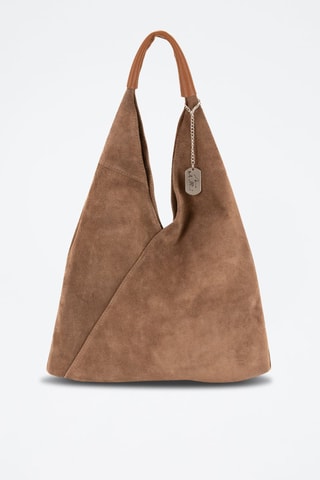 Nubuck Shopper Eleonora - Zilverkleurig, grijs en bruin
