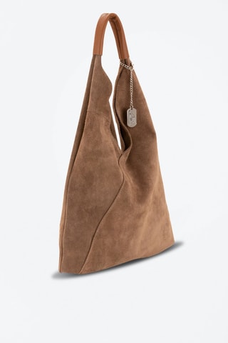 Nubuck Shopper Eleonora - Zilverkleurig, grijs en bruin