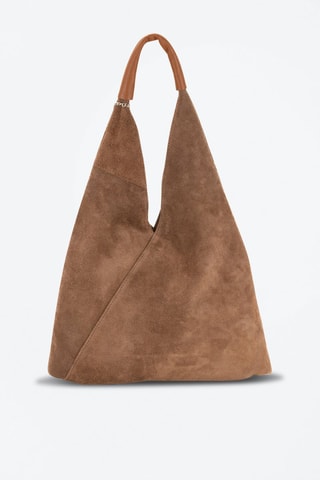 Nubuck Shopper Eleonora - Zilverkleurig, grijs en bruin