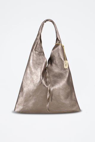Leren Shopper en Clutch Elvia - Zilverkleurig
