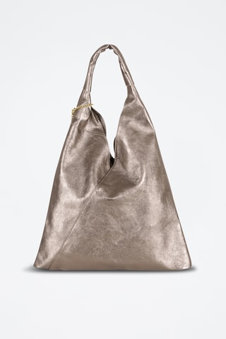 Leren Shopper en Clutch Elvia - Zilverkleurig
