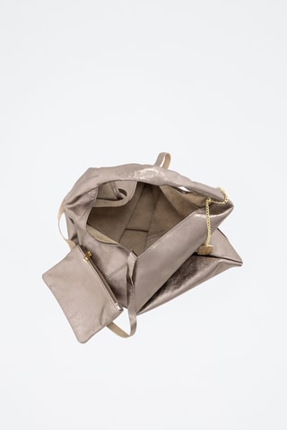 Leren Shopper en Clutch Elvia - Zilverkleurig