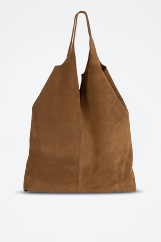 Nubuck Shopper en Clutch Rossana  - Bruin