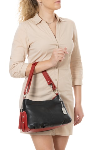 Leren Trendy Handtas Mia - Zwart