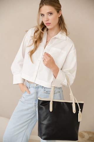 Leren Shopper Lauretta - Zwart