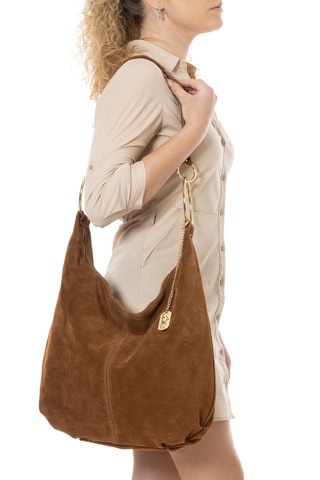 Nubuck Trendy Handtas Damiana - Bruin