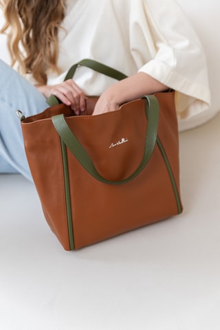 Leren Shopper Giusermina - Bruin