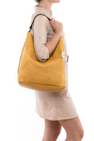 Leren Handtas Sebastiana  - Mosterdgeel