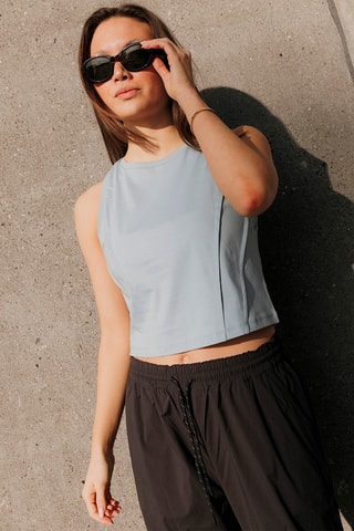 Biologisch Katoenen Crop Top - Lichtblauw