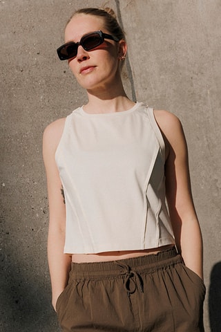 Biologisch Katoenen Crop Top - Ecru
