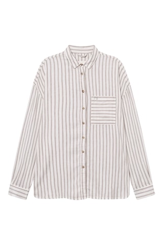 Linnen Relaxed Blouse - Wit en Grijs