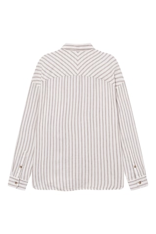 Linnen Relaxed Blouse - Wit en Grijs