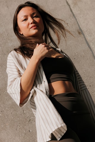 Linnen Relaxed Blouse - Wit en Grijs