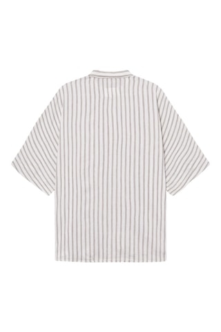 Linnen Relaxed Blouse - Wit en Grijs