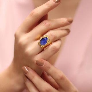 Ring - Messing Doublé Goud & Agaat