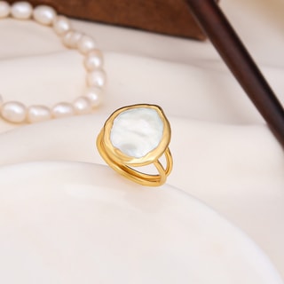 Ring - Messing Doublé Goud & Parel