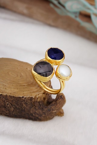 Ring - Labradoriet en kunstparel